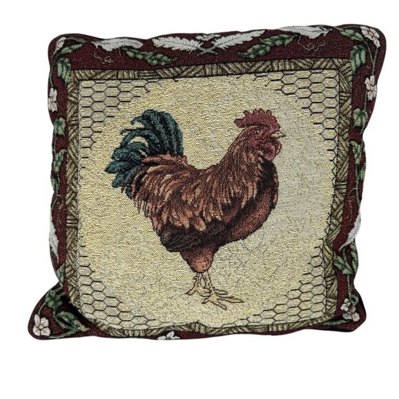 Source Unknown Other - Rooster Tapestry Pillow Multicolor Farmhouse Country Floral Square Home Decor